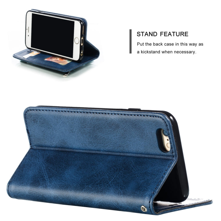 Calf Texture Zipper Magnetic Horizontal Flip Leather Case for iPhone 6s Plus / 6 Plus, with Wallet & Holder & Card Slots