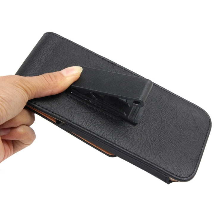 For iPhone 6 & 6s & 5 & 5S & 5C Classical Style Elephant Texture Vertical Flip Leather Case Waist Bag with Card Solts & Rrotatable Back Splint, Size: 15 x 7.5 cm(Black)