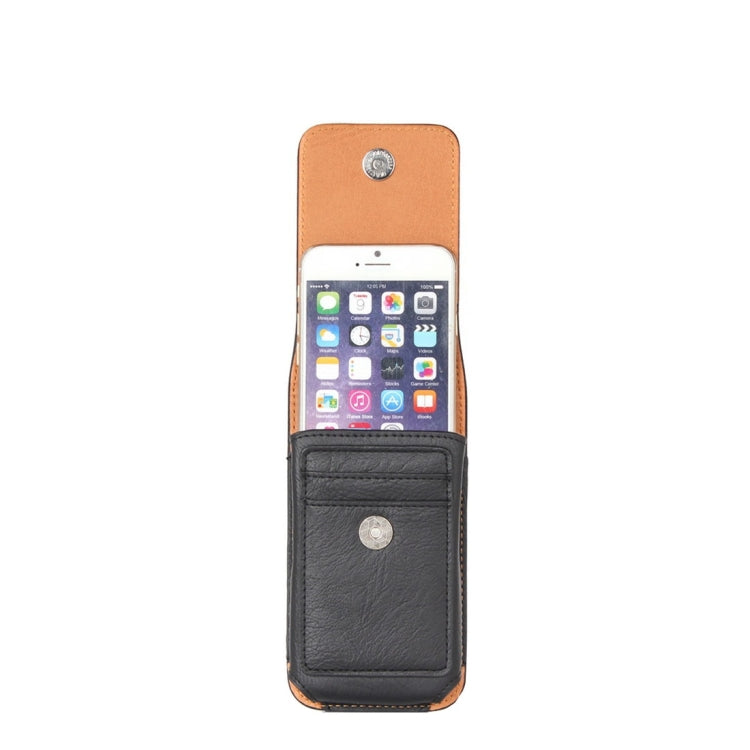 For iPhone 6 & 6s & 5 & 5S & 5C Classical Style Elephant Texture Vertical Flip Leather Case Waist Bag with Card Solts & Rrotatable Back Splint, Size: 15 x 7.5 cm(Black)