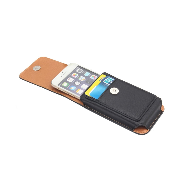 For iPhone 6 & 6s & 5 & 5S & 5C Classical Style Elephant Texture Vertical Flip Leather Case Waist Bag with Card Solts & Rrotatable Back Splint, Size: 15 x 7.5 cm(Black)