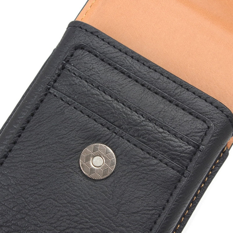 For iPhone 6 & 6s & 5 & 5S & 5C Classical Style Elephant Texture Vertical Flip Leather Case Waist Bag with Card Solts & Rrotatable Back Splint, Size: 15 x 7.5 cm(Black)