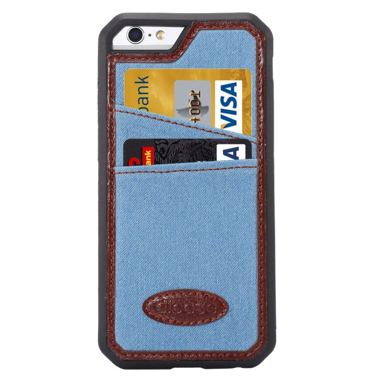 For iPhone 6 & 6s Jeans Leather TPU Protective Case with Card Slot(Blue)