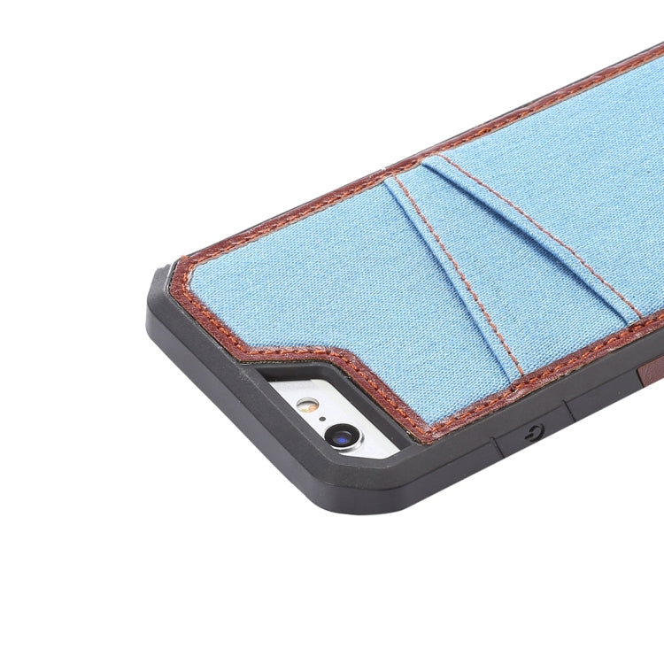 For iPhone 6 & 6s Jeans Leather TPU Protective Case with Card Slot(Blue)