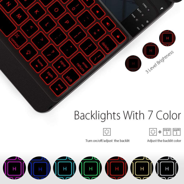 360 Degrees Rotation Bluetooth Keyboard + Horizontal Flip Leather Tablet Case with Holder & Colorful Backlight for iPad Pro 9.7 inch, iPad Air, iPad Air 2, iPad 9.7 inch (2017), iPad 9.7 inch (2018) (Black)