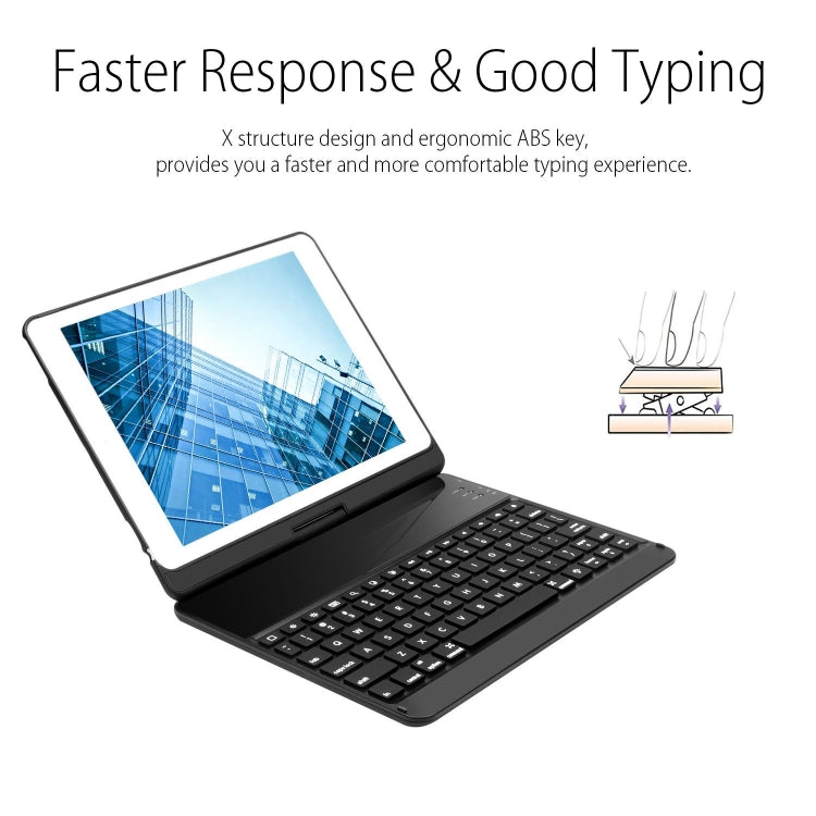 360 Degrees Rotation Bluetooth Keyboard + Horizontal Flip Leather Tablet Case with Holder & Colorful Backlight for iPad Pro 9.7 inch, iPad Air, iPad Air 2, iPad 9.7 inch (2017), iPad 9.7 inch (2018) (Black)