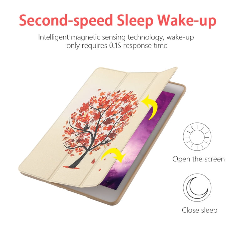 Maple Pattern Horizontal Flip PU Leather Case for iPad 9.7 (2018) & (2017) / Air 2 / Air, with Three-folding Holder & Honeycomb TPU Cover