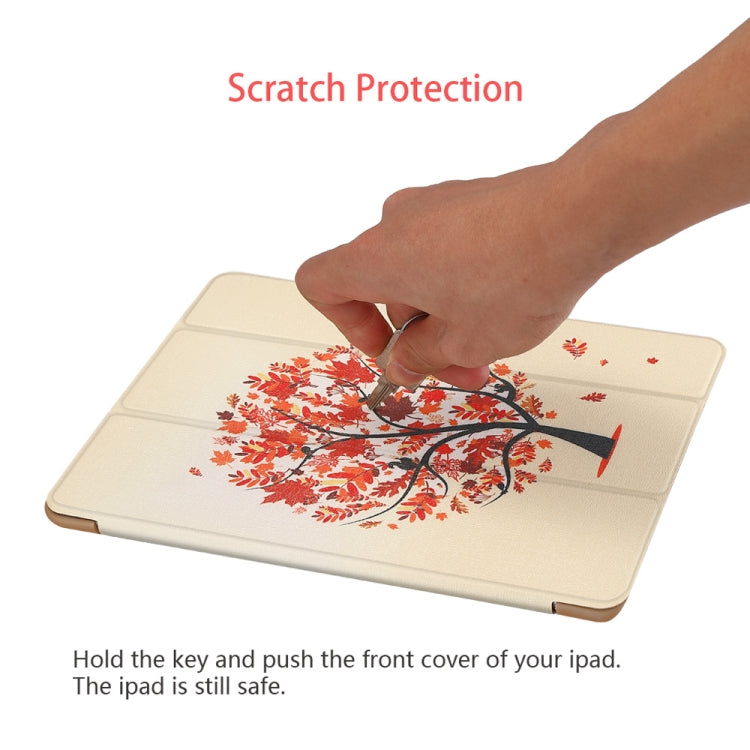Maple Pattern Horizontal Flip PU Leather Case for iPad 9.7 (2018) & (2017) / Air 2 / Air, with Three-folding Holder & Honeycomb TPU Cover