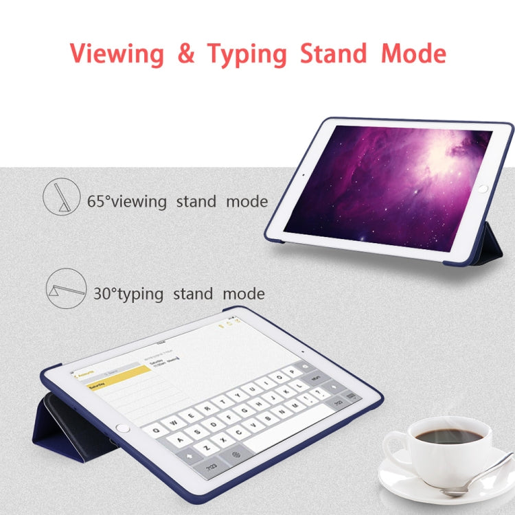 Blue Tree Pattern Horizontal Flip PU Leather Case for iPad 9.7 (2018) & (2017) / Air 2 / Air, with Three-folding Holder & Honeycomb TPU Cover