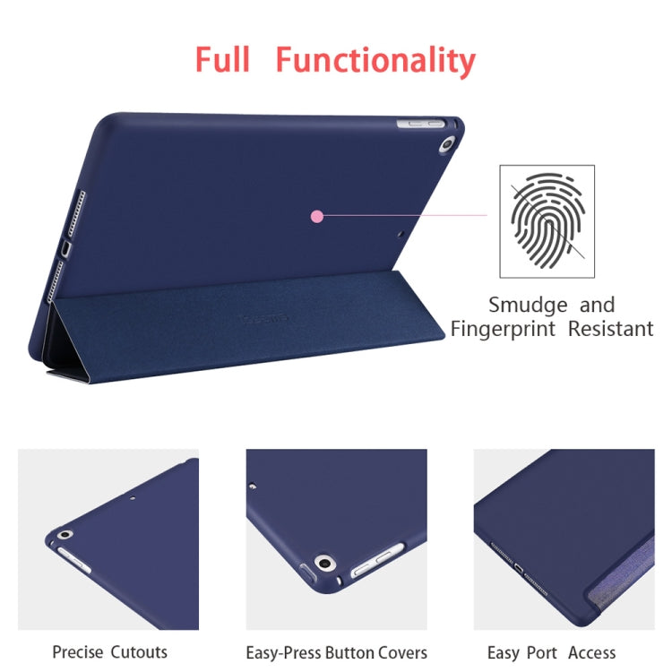Blue Tree Pattern Horizontal Flip PU Leather Case for iPad 9.7 (2018) & (2017) / Air 2 / Air, with Three-folding Holder & Honeycomb TPU Cover