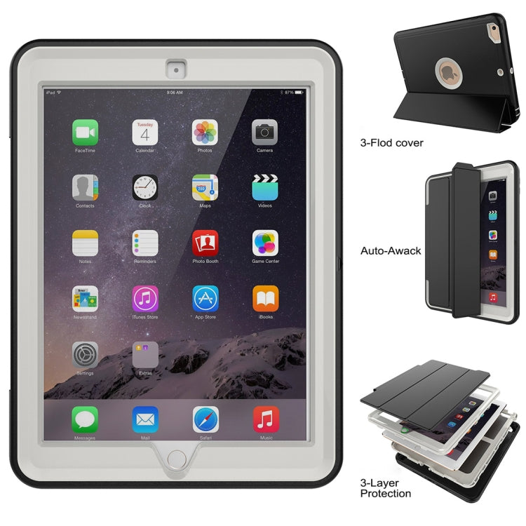 For iPad 9.7 (2018) & iPad 9.7 (2017) 3-fold Magnetic Protective Case with Smart Cover Auto-sleep & Awake Function