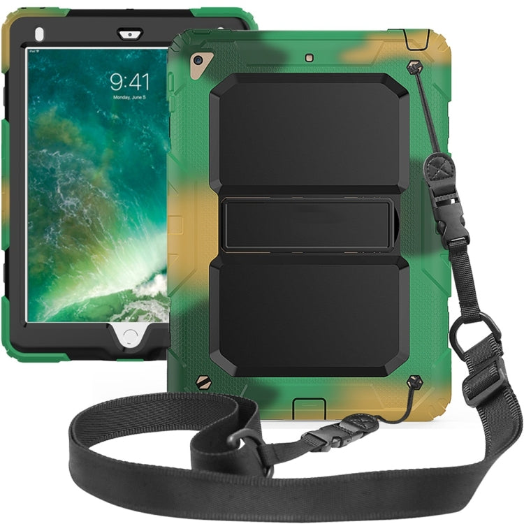 Shockproof PC + Silica Gel Protective Case for iPad 9.7 (2018), with Holder & Shoulder Strap
