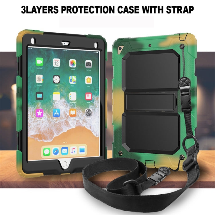Shockproof PC + Silica Gel Protective Case for iPad 9.7 (2018), with Holder & Shoulder Strap