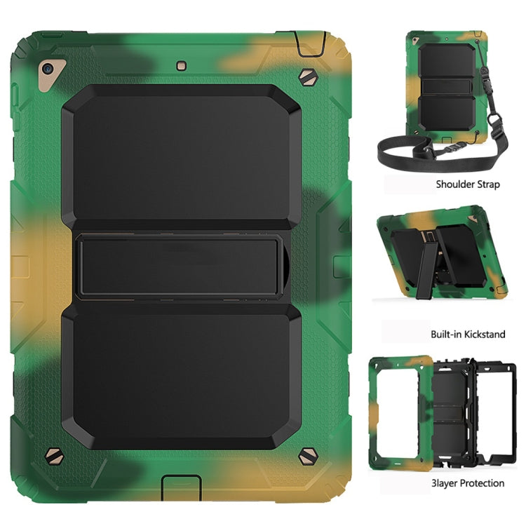 Shockproof PC + Silica Gel Protective Case for iPad 9.7 (2018), with Holder & Shoulder Strap