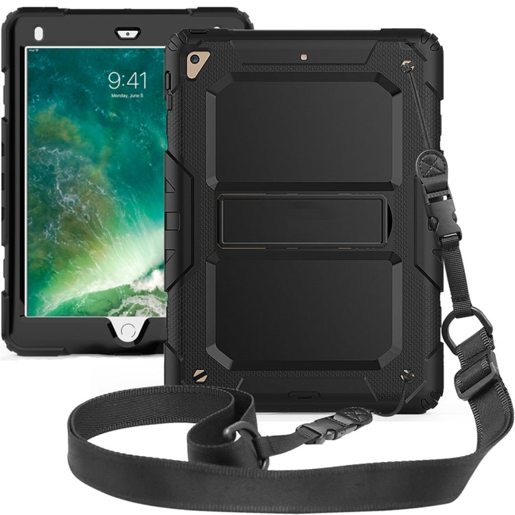 Shockproof PC + Silica Gel Protective Case for iPad 9.7 (2018), with Holder & Shoulder Strap