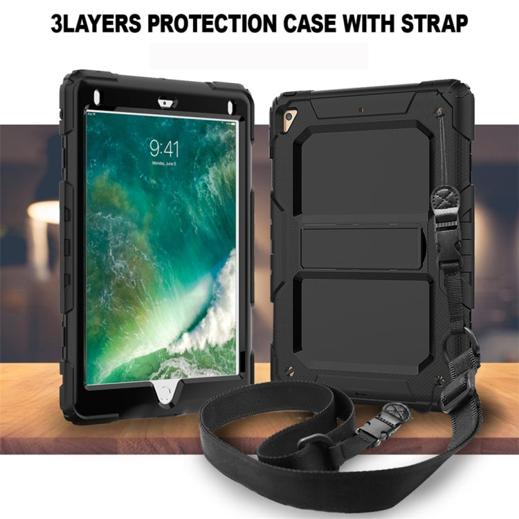Shockproof PC + Silica Gel Protective Case for iPad 9.7 (2018), with Holder & Shoulder Strap