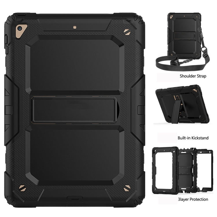 Shockproof PC + Silica Gel Protective Case for iPad 9.7 (2018), with Holder & Shoulder Strap