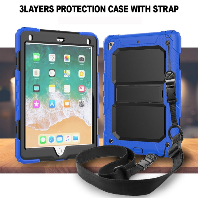 Shockproof PC + Silica Gel Protective Case for iPad 9.7 (2018), with Holder & Shoulder Strap
