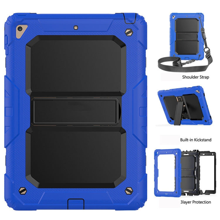 Shockproof PC + Silica Gel Protective Case for iPad 9.7 (2018), with Holder & Shoulder Strap
