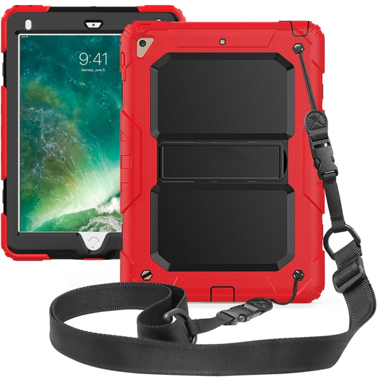 Shockproof PC + Silica Gel Protective Case for iPad 9.7 (2018), with Holder & Shoulder Strap
