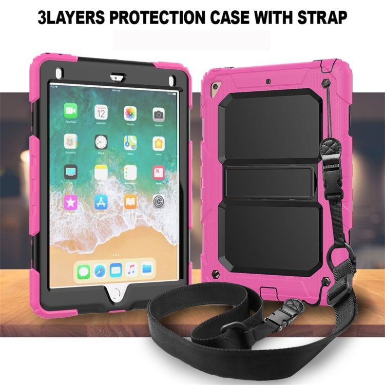 Shockproof PC + Silica Gel Protective Case for iPad 9.7 (2018), with Holder & Shoulder Strap