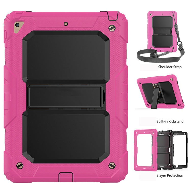 Shockproof PC + Silica Gel Protective Case for iPad 9.7 (2018), with Holder & Shoulder Strap