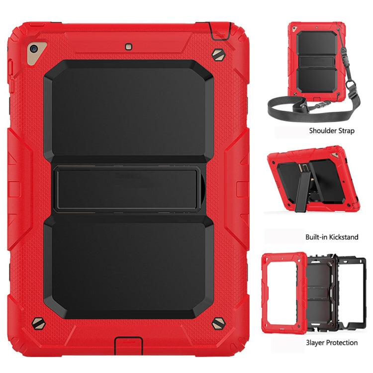 Shockproof PC + Silica Gel Protective Case for iPad 9.7 (2018), with Holder & Shoulder Strap