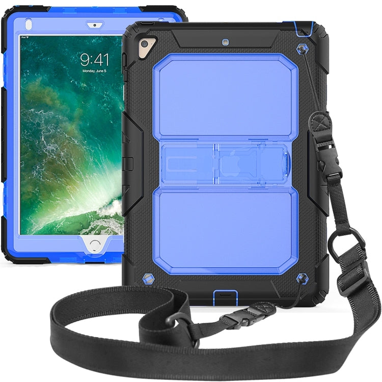 Shockproof Transparent PC + Silica Gel Protective Case for iPad 9.7 (2018), with Holder & Shoulder Strap