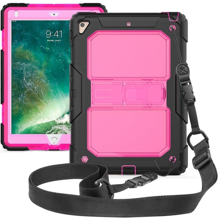 Shockproof Transparent PC + Silica Gel Protective Case for iPad 9.7 (2018), with Holder & Shoulder Strap
