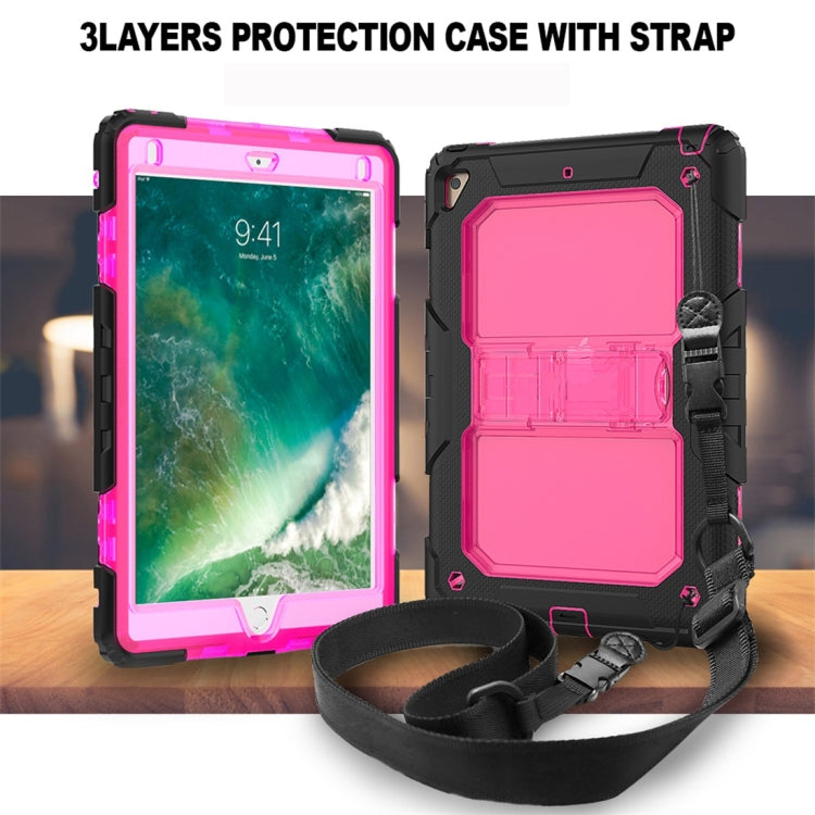 Shockproof Transparent PC + Silica Gel Protective Case for iPad 9.7 (2018), with Holder & Shoulder Strap