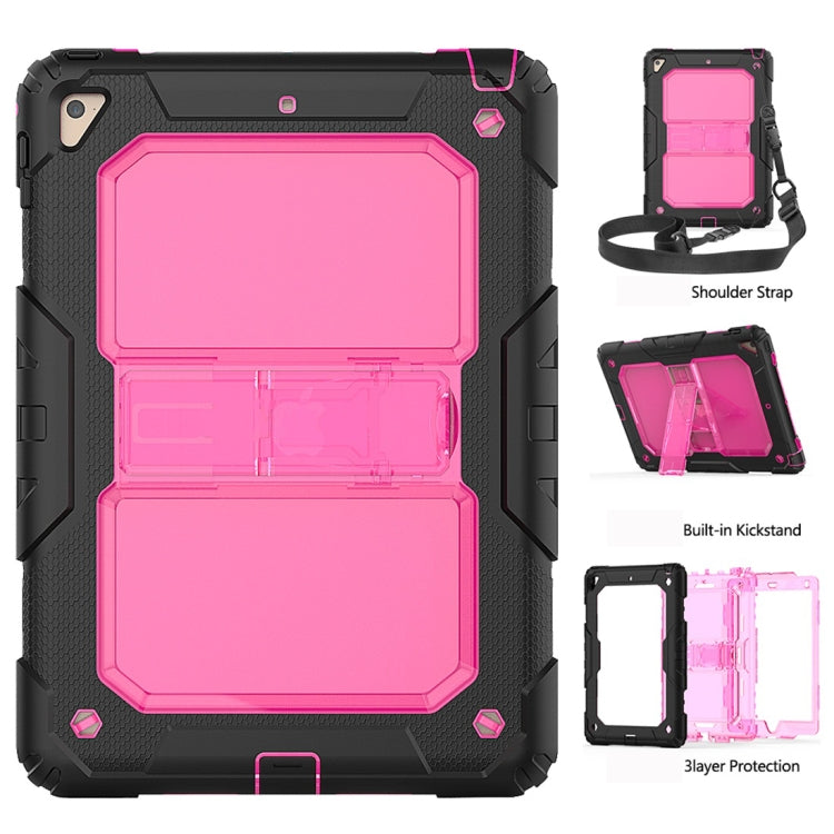 Shockproof Transparent PC + Silica Gel Protective Case for iPad 9.7 (2018), with Holder & Shoulder Strap