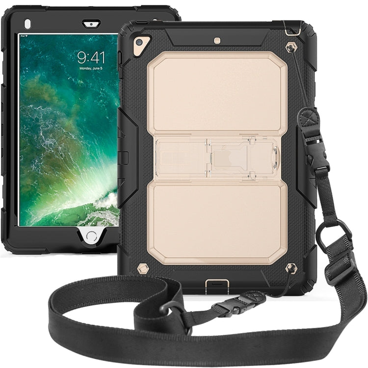 Shockproof Transparent PC + Silica Gel Protective Case for iPad 9.7 (2018), with Holder & Shoulder Strap