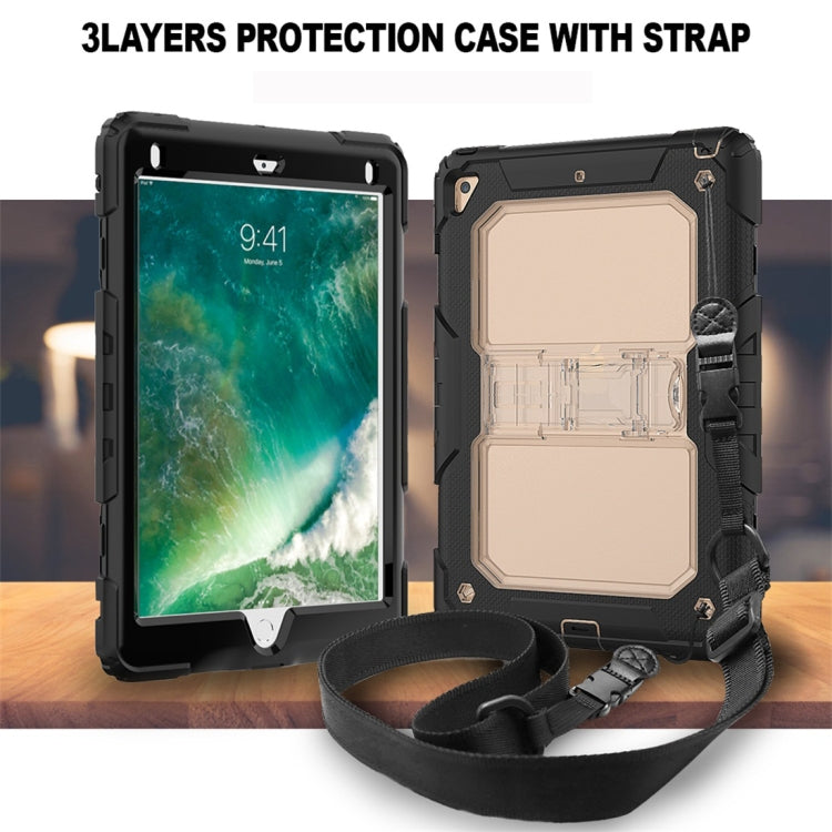 Shockproof Transparent PC + Silica Gel Protective Case for iPad 9.7 (2018), with Holder & Shoulder Strap