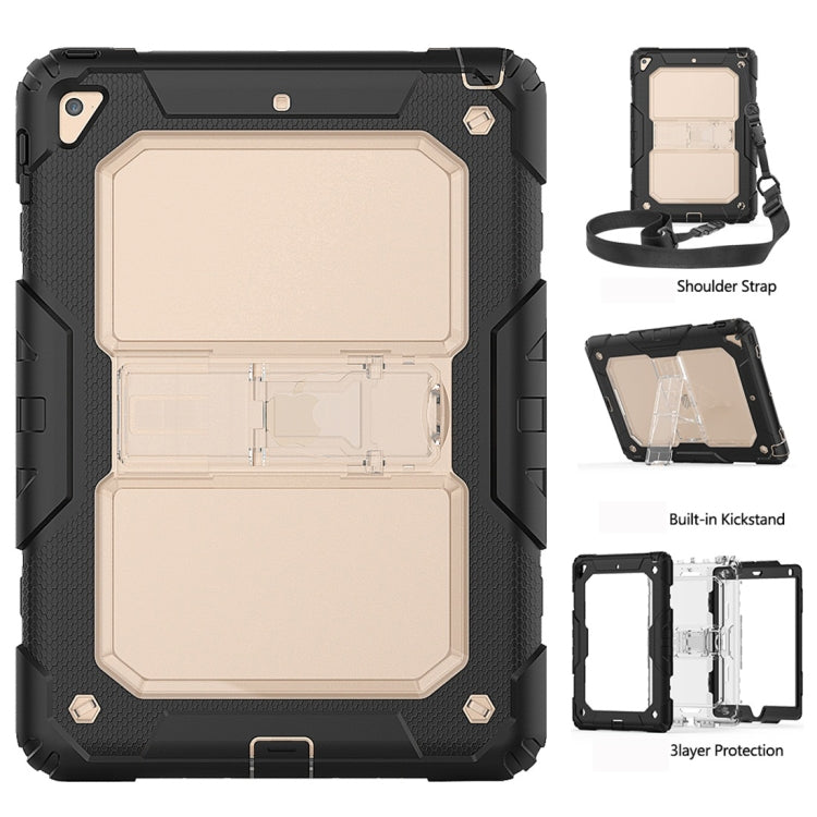 Shockproof Transparent PC + Silica Gel Protective Case for iPad 9.7 (2018), with Holder & Shoulder Strap
