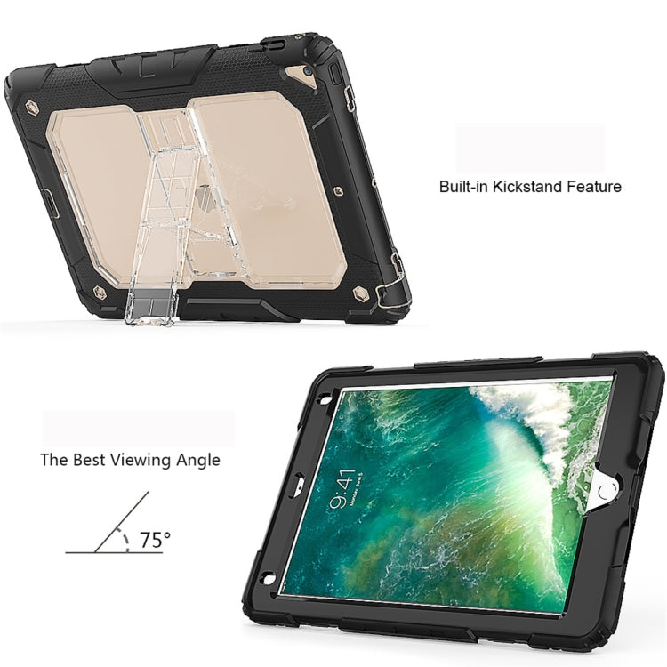 Shockproof Transparent PC + Silica Gel Protective Case for iPad 9.7 (2018), with Holder & Shoulder Strap