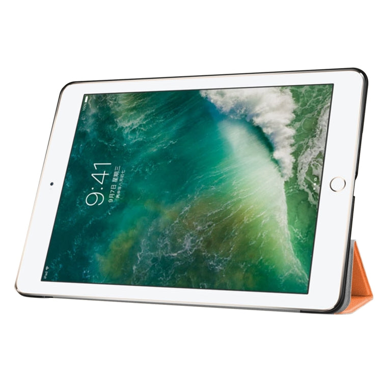 For iPad 9.7 (2018) & iPad 9.7 (2017) Custer Texture Horizontal Flip Leather Case with Three-folding Holder & Sleep / Wake-up Function