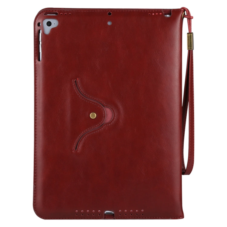 Bag Type Retro Cowhide Texture PU Horizontal Flip Leather Case with Holder & Card Slots & Lanyard & Wake-up Function, For iPad Air / iPad Air 2 / iPad Pro 9.7 / iPad 9.7 (2018) & iPad 9.7 (2017)