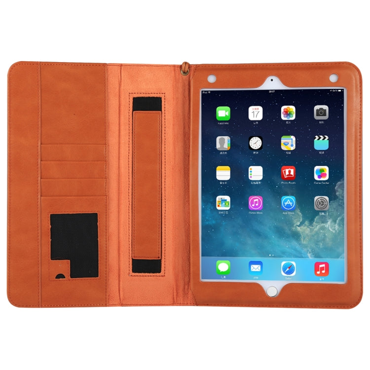 Bag Type Retro Cowhide Texture PU Horizontal Flip Leather Case with Holder & Card Slots & Lanyard & Wake-up Function, For iPad Air / iPad Air 2 / iPad Pro 9.7 / iPad 9.7 (2018) & iPad 9.7 (2017)