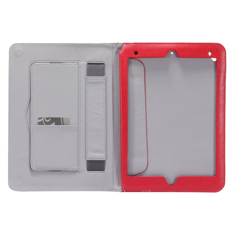 LOUIS for iPad 9.7 (2018) & iPad 9.7 (2017) / iPad Pro 9.7 inch / iPad Air 2 /  iPad Air Protective Leather Case with Holder & Card Slots & Hand Strap(Red)
