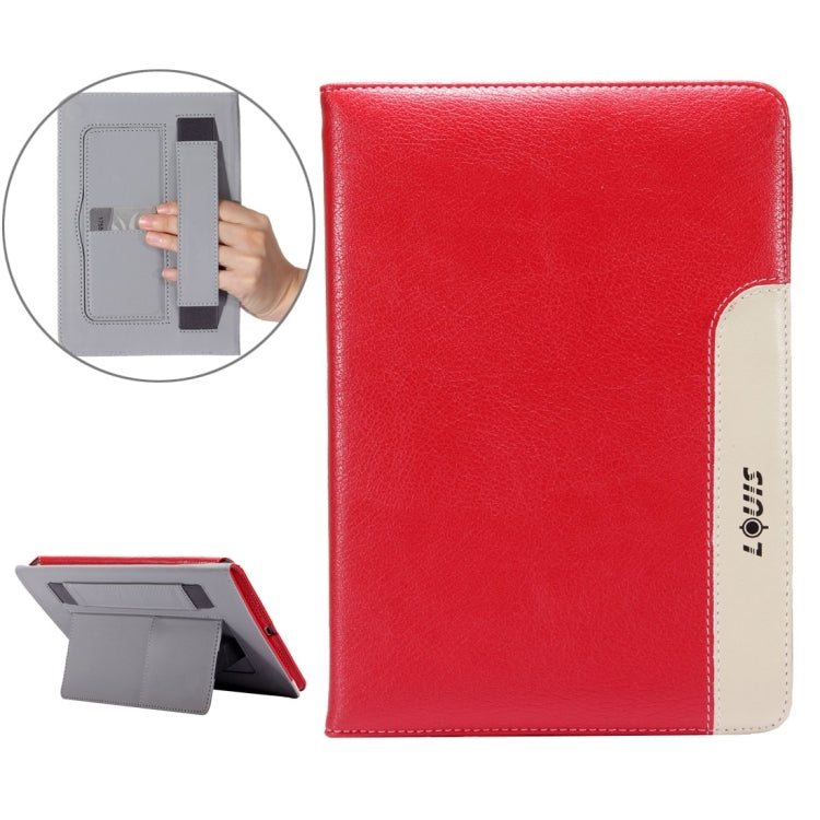 LOUIS for iPad 9.7 (2018) & iPad 9.7 (2017) / iPad Pro 9.7 inch / iPad Air 2 /  iPad Air Protective Leather Case with Holder & Card Slots & Hand Strap(Red)