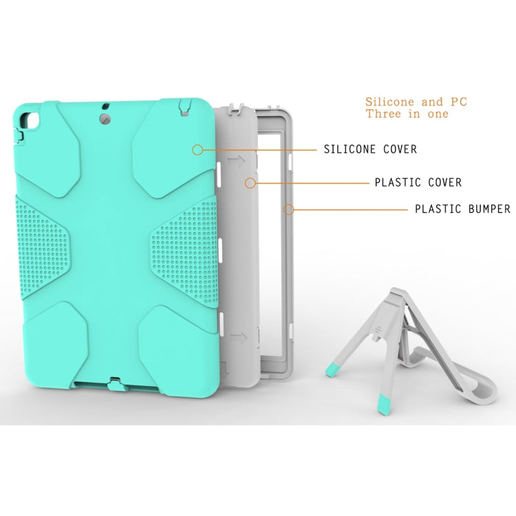 For iPad 9.7 (2018) & iPad 9.7 inch (2017) PC+Silicone Shockproof Protective Back Cover Case With Holder