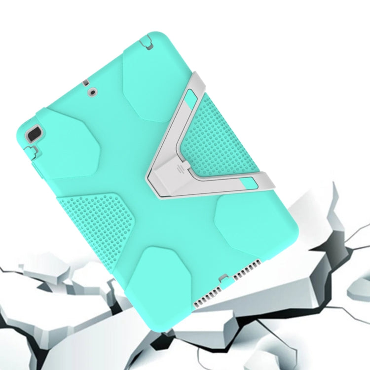 For iPad 9.7 (2018) & iPad 9.7 inch (2017) PC+Silicone Shockproof Protective Back Cover Case With Holder