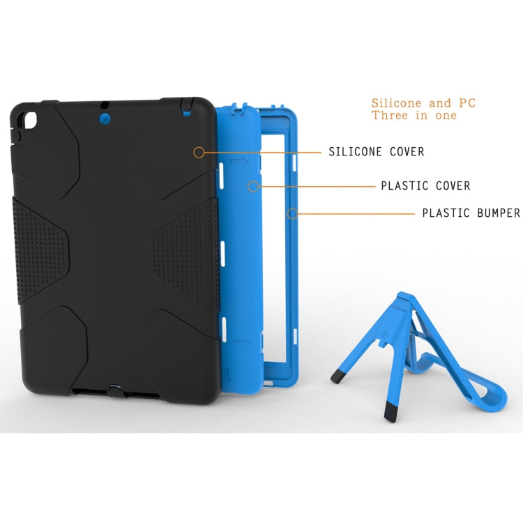 For iPad 9.7 (2018) & iPad 9.7 inch (2017) PC+Silicone Shockproof Protective Back Cover Case With Holder