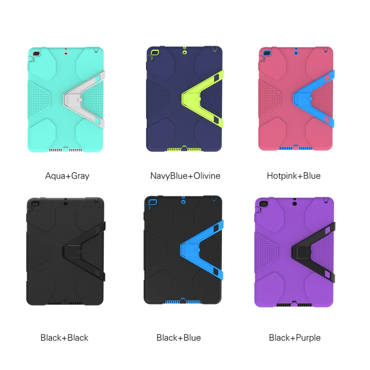 For iPad 9.7 (2018) & iPad 9.7 inch (2017) PC+Silicone Shockproof Protective Back Cover Case With Holder
