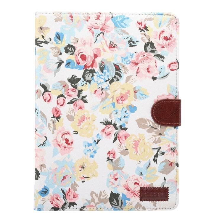 For New iPad 9.7 inch iPad air (IPAD5) & IPAD air2 (IPAD6) Universal Flower Pattern Cloth Surface Horizontal Flip Leather Protective Case with Holder & Card Slots & Wallet & Sleep(White)