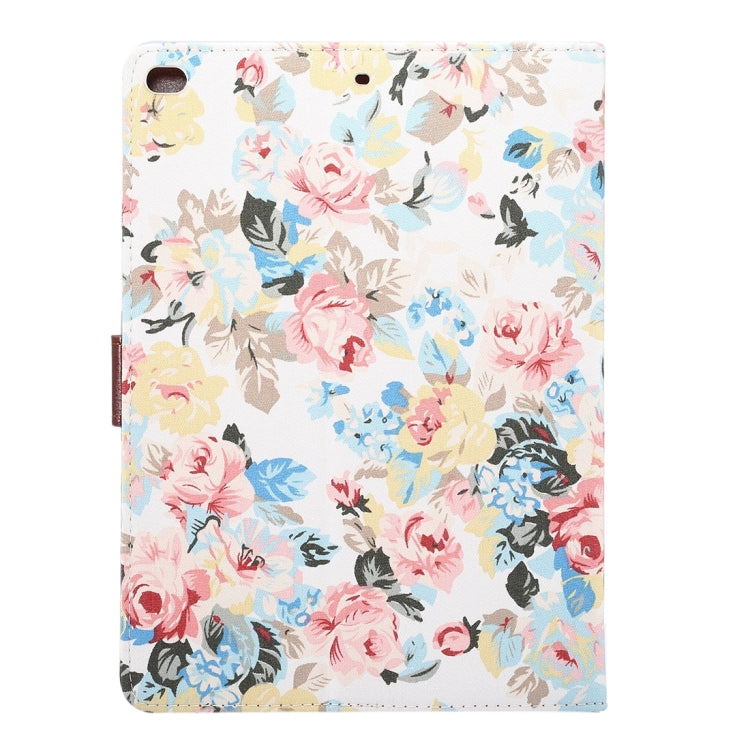 For New iPad 9.7 inch iPad air (IPAD5) & IPAD air2 (IPAD6) Universal Flower Pattern Cloth Surface Horizontal Flip Leather Protective Case with Holder & Card Slots & Wallet & Sleep(White)
