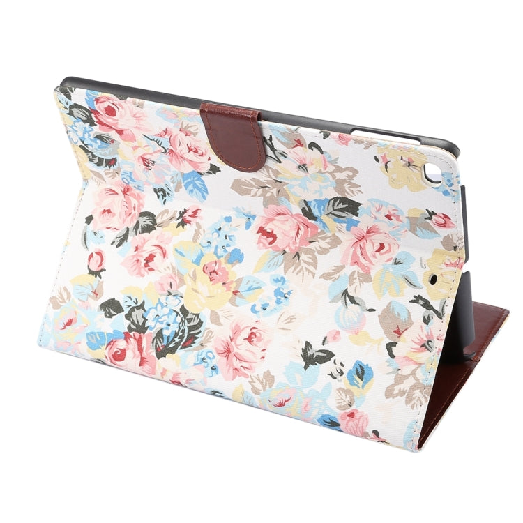 For New iPad 9.7 inch iPad air (IPAD5) & IPAD air2 (IPAD6) Universal Flower Pattern Cloth Surface Horizontal Flip Leather Protective Case with Holder & Card Slots & Wallet & Sleep(White)