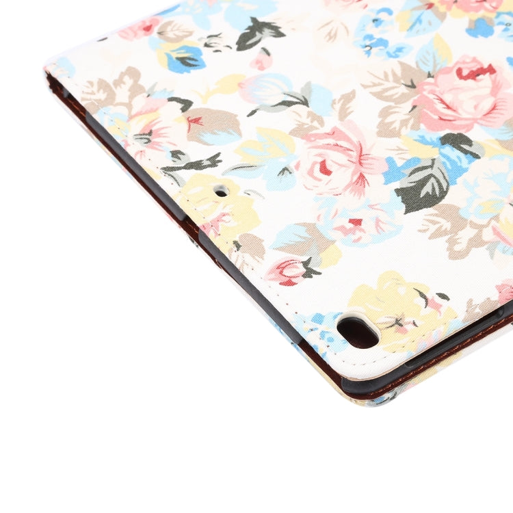 For New iPad 9.7 inch iPad air (IPAD5) & IPAD air2 (IPAD6) Universal Flower Pattern Cloth Surface Horizontal Flip Leather Protective Case with Holder & Card Slots & Wallet & Sleep(White)