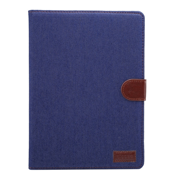 For New iPad 9.7 Inch iPad air (IPAD5) & IPAD air2 (IPAD6) Universal Denim Cloth Texture Surface Horizontal Flip Leather Protective Case with Holder & Card Slots & Wallet & Sleep(Dark Blue)