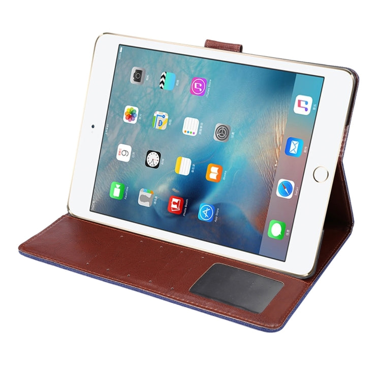 For New iPad 9.7 Inch iPad air (IPAD5) & IPAD air2 (IPAD6) Universal Denim Cloth Texture Surface Horizontal Flip Leather Protective Case with Holder & Card Slots & Wallet & Sleep(Dark Blue)