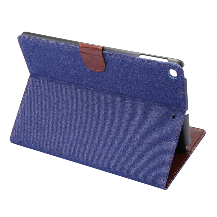 For New iPad 9.7 Inch iPad air (IPAD5) & IPAD air2 (IPAD6) Universal Denim Cloth Texture Surface Horizontal Flip Leather Protective Case with Holder & Card Slots & Wallet & Sleep(Dark Blue)